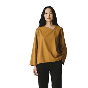 Marcellamoda New York Lagenlook Wide Sleeve Asymmetrical Neck Top